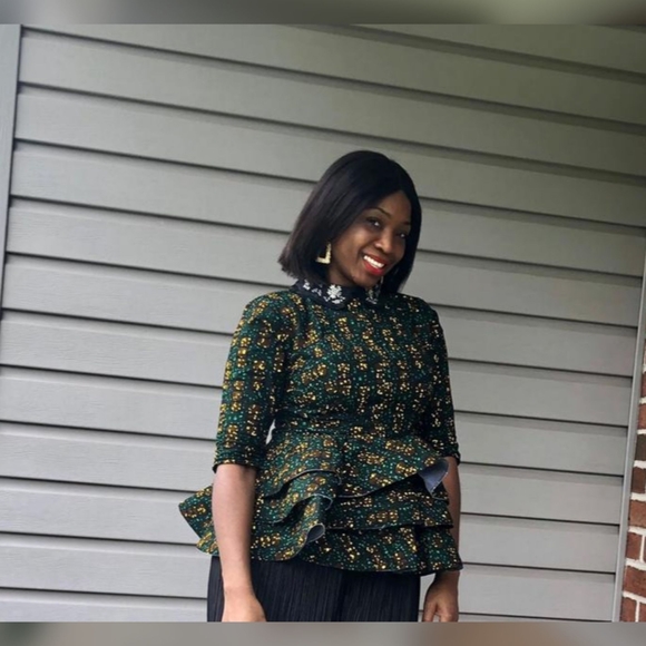 African Print Peplum Top - Picture 3 of 3